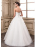 Sweetheart Neck Ruched Beaded Tulle Wedding Dress